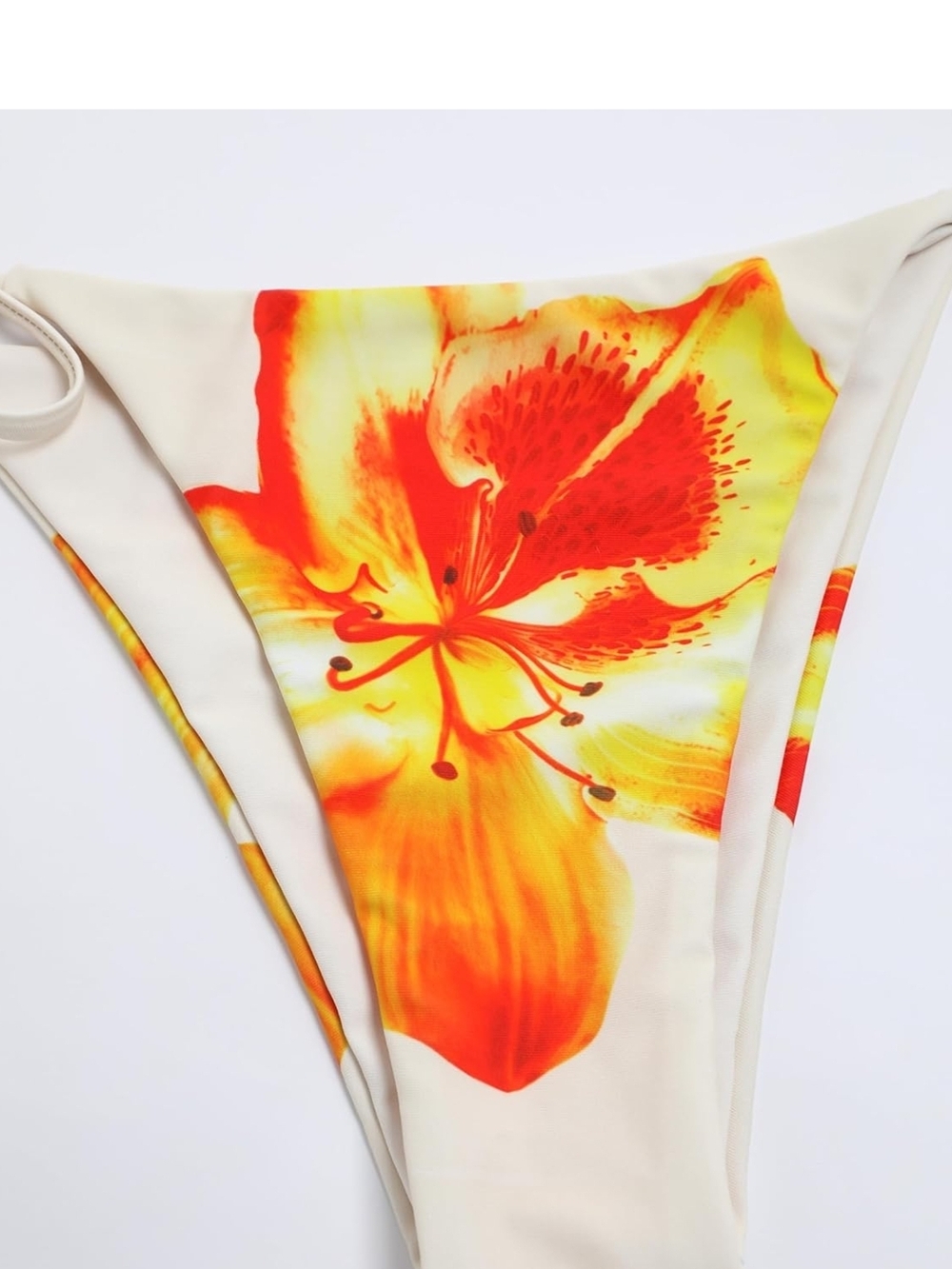 Cream Bikini Set with Orange & Yellow Floral Print - Picture 5 of 5